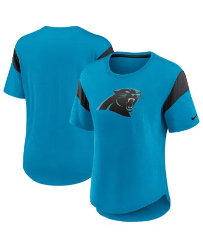 Nike Women's Blue Carolina Panthers Primary Logo Fashion Top In Blue,heather Black