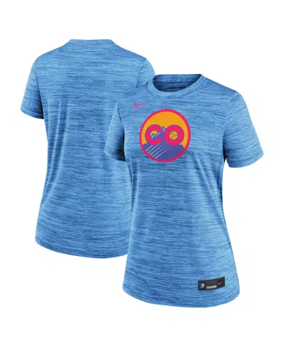 NIKE WOMEN'S BLUE COLORADO ROCKIES 2025 CITY CONNECT AUTHENTIC COLLECTION VELOCITY PERFORMANCE T-SHIRT
