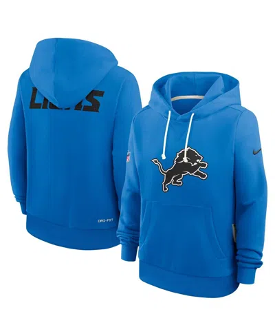 NIKE WOMEN'S BLUE DETROIT LIONS SIDELINE STANDARD ISSUE INITIAL HOME DRI-FIT HOODIE