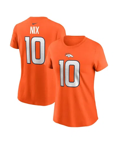 Nike Women's Bo Nix Orange Denver Broncos 2024 Nfl Draft First Round Pick Name Number T-shirt