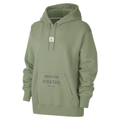 Nike Women's Boston Celtics Flight Fleece Jordan Nba Satin-lined Pullover Hoodie In Green