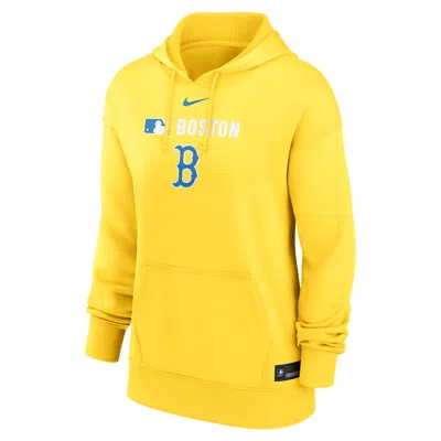 Nike Women's Boston Red Sox Authentic Collection City Connect  Therma Mlb Pullover Hoodie In Yellow