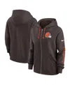 Nike Women's Brown Cleveland Browns Phoenix Hoodie Full-zip Sweatshirt In Brown,orange