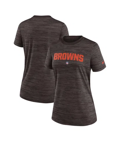 Nike Women's Brown Cleveland Browns Sideline Velocity Performance T-shirt In Gray