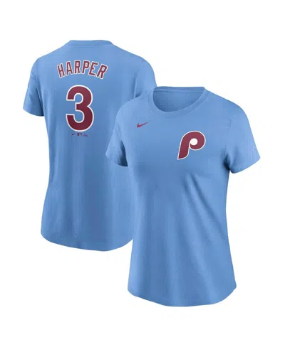 Nike Women's Bryce Harper Light Blue Philadelphia Phillies Fuse Name Number T-shirt
