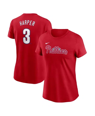 Nike Women's Bryce Harper Red Philadelphia Phillies Fuse Name Number T-shirt