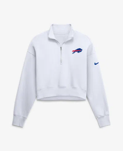 Nike Women's Buffalo Bills Phoenix Fleece Oversized Quarter-zip Sweatshirt In White