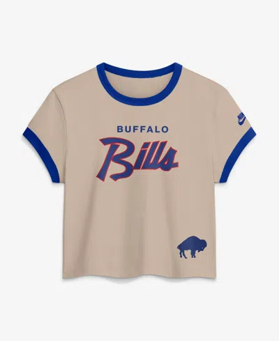 Nike Women's Buffalo Bills Rewind Ringer Cropped T-shirt In Pink