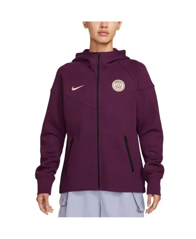 Nike Women's Burgundy Paris Saint-germain 2024/25 Tech Fleece Full-zip Hoodie