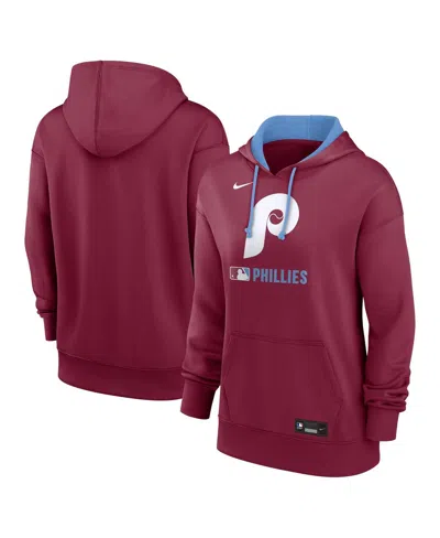 Nike Women's Burgundy Philadelphia Phillies Authentic Collection Lockup Alternate Logo Performance Pullov