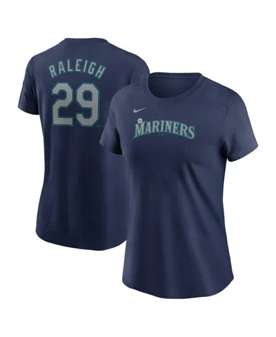 Nike Women's Cal Raleigh Navy Seattle Mariners Fuse Name Number T-shirt In Blue