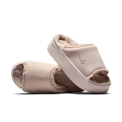 Nike Women's Calm Elevation Fur Slides In Pink