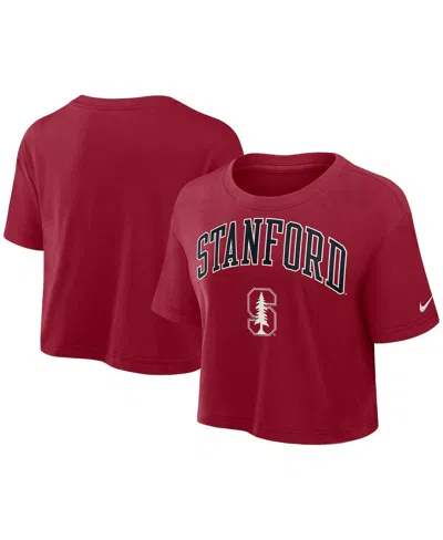 Nike Women's Cardinal Stanford Cardinal Athletic Prep Arch Performance Cropped T-shirt