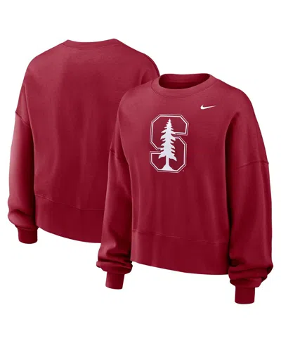 Nike Women's Cardinal Stanford Cardinal Oversized Essential Pullover Sweatshirt