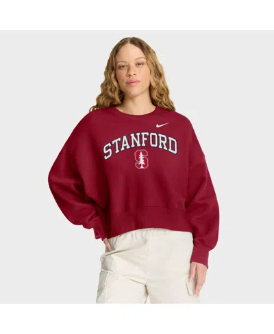 Nike Women's Cardinal Stanford Cardinal Oversized Phoenix Arch Pullover Sweatshirt In Burgundy