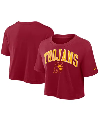 Nike Women's Cardinal Usc Trojans Athletic Prep Arch Performance Cropped T-shirt