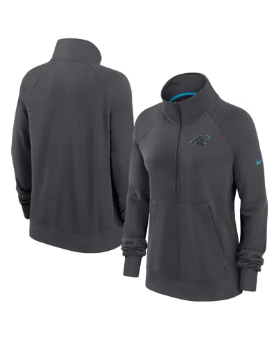 Nike Charcoal Carolina Panthers Premium Raglan Performance Half-zip Sweatshirt In Gray