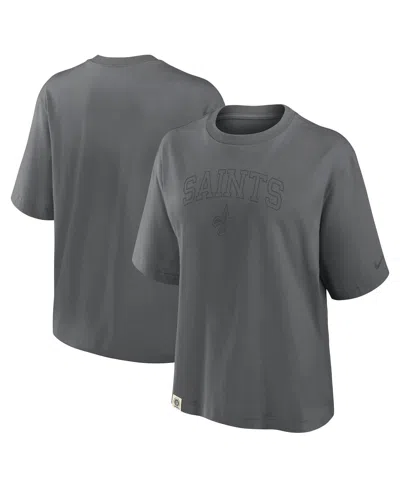 Nike Charcoal New Orleans Saints Glory Arch Boxy T-shirt In Gray