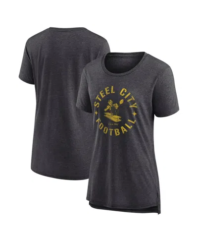 Nike Women's Charcoal Pittsburgh Steelers Vintage Graphic Tri-blend Scoop Neck T-shirt