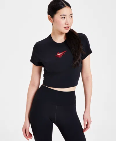 Nike Women's Chill Knit Cropped Logo T-shirt In Black