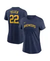Nike Women's Christian Yelich Navy Milwaukee Brewers Fuse Name Number T-shirt In Navy