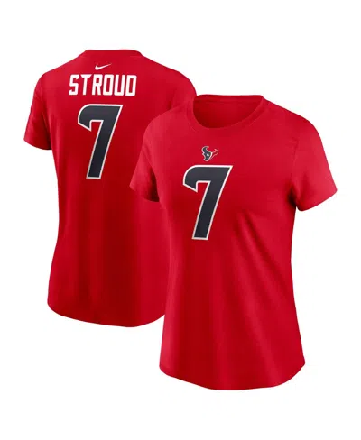 Nike Women's C.j. Stroud Red Houston Texans Player Name Number T-shirt
