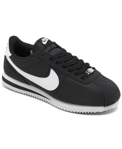Nike Women's Classic Cortez Nylon Casual Sneakers From Finish Line In Black,whit