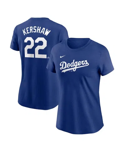 Nike Women's Clayton Kershaw Royal Los Angeles Dodgers Fuse Name Number T-shirt