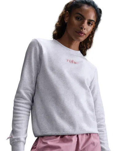 Nike Women's Club Bow-trim Sweatshirt In B Hthr,mds