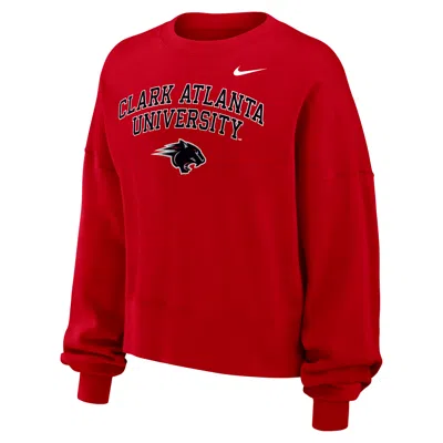 Nike Women's College (clark Atlanta University) Phoenix Fleece Crewneck Sweatshirt In Red