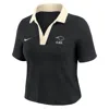 Nike Women's College (clark Atlanta University) Short-sleeve Polo Crop Top In Black