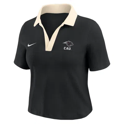 Nike Women's College (clark Atlanta University) Short-sleeve Polo Crop Top In Black