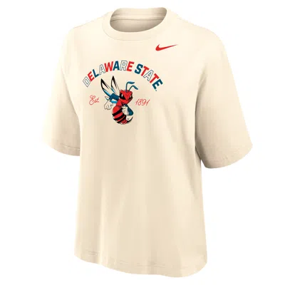 Nike Women's College (delaware State) Boxy Cotton T-shirt In Brown