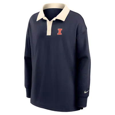 Nike Women's College (illinois) Long-sleeve Polo In Blue