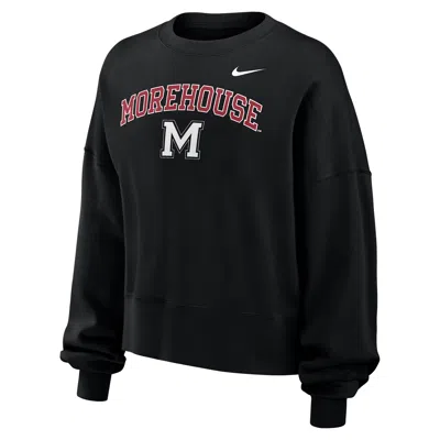 Nike Women's College (morehouse College) Phoenix Fleece Crew-neck Sweatshirt In Black