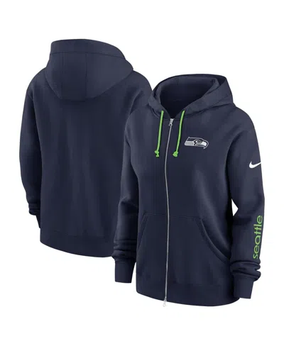 Nike Women's College Navy Seattle Seahawks Plus Size Phoenix Full-zip Hoodie In Blue