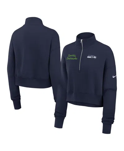 Nike College Navy Seattle Seahawks Primetime Phoenix Half-zip Sweatshirt In Blue
