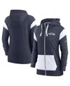 Nike Women's College Navy/white Seattle Seahawks Monaco Lightweight Full-zip Hoodie In Navy,white