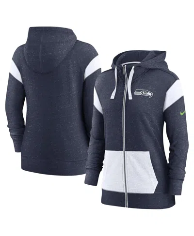 Nike Women's College Navy/white Seattle Seahawks Monaco Lightweight Full-zip Hoodie In Blue