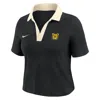 Nike Women's College (north Carolina A&t University) Short-sleeve Polo Crop Top In Black