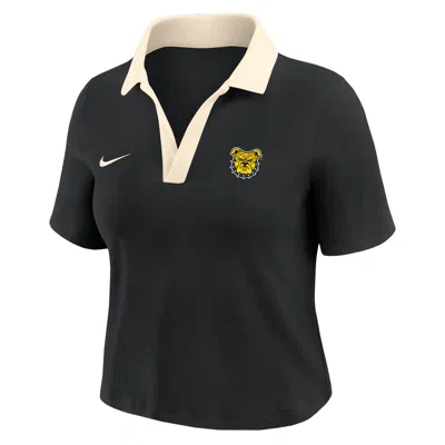 Nike Women's College (north Carolina A&t University) Short-sleeve Polo Crop Top In Black