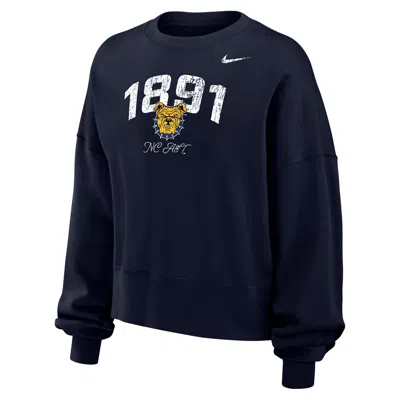 Nike Women's College Phoenix Fleece (north Carolina A&t University) Crew-neck Sweatshirt In Blue