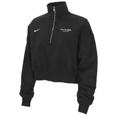 Nike Women's College Phoenix Fleece (prairie View A&m University) Cropped 1/4-zip Pullover In Black