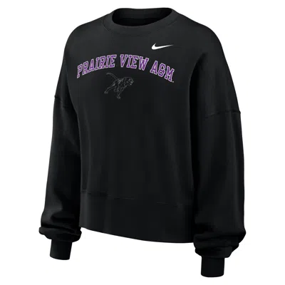 Nike Women's College (prairie View A&m University) Phoenix Fleece Crewneck Sweatshirt In Black