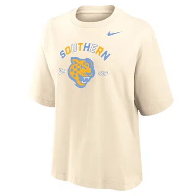 Nike Women's College (southern University And A&m) Boxy Cotton T-shirt In Neutral