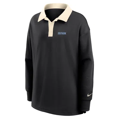 Nike Women's College (southern University And A&m) Oversized Long-sleeve Polo In Black