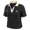 Nike Women's College (winston-salem State University) Short-sleeve Polo Crop Top In Black