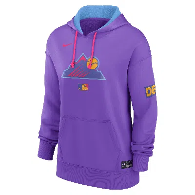 Nike Women's Colorado Rockies Authentic Collection City Connect  Therma Mlb Pullover Hoodie In Purple