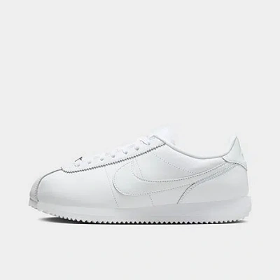 Nike Women's Cortez 23 Premium Leather Casual Shoes In White/white