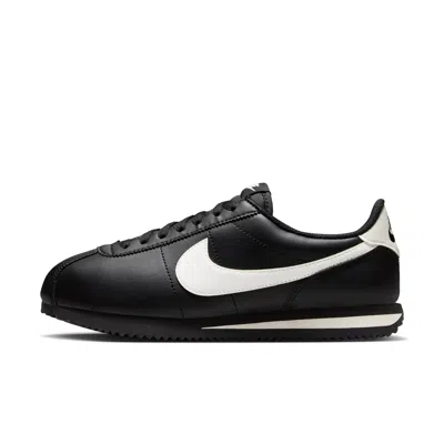 Nike Women's Cortez Leather Shoes In Black
